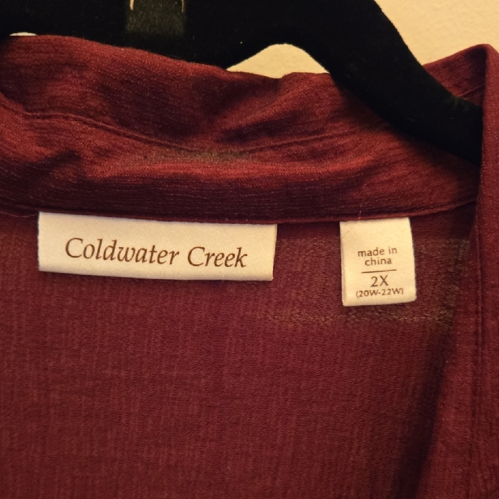 Coldwater Creek Burgundy Button-Down Shirt - Picture 3 of 9